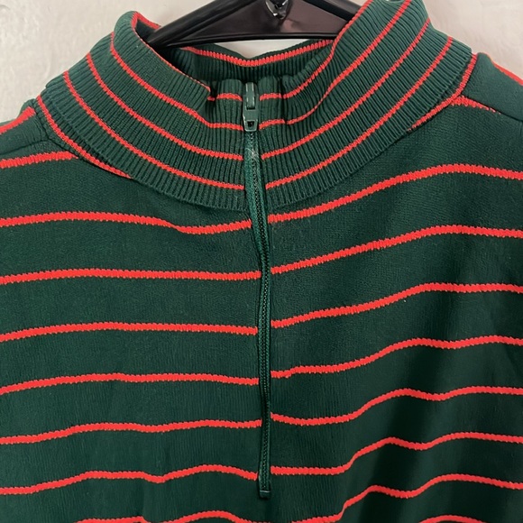 Vintage Green and white striped turtleneck tank top - Picture 3 of 3